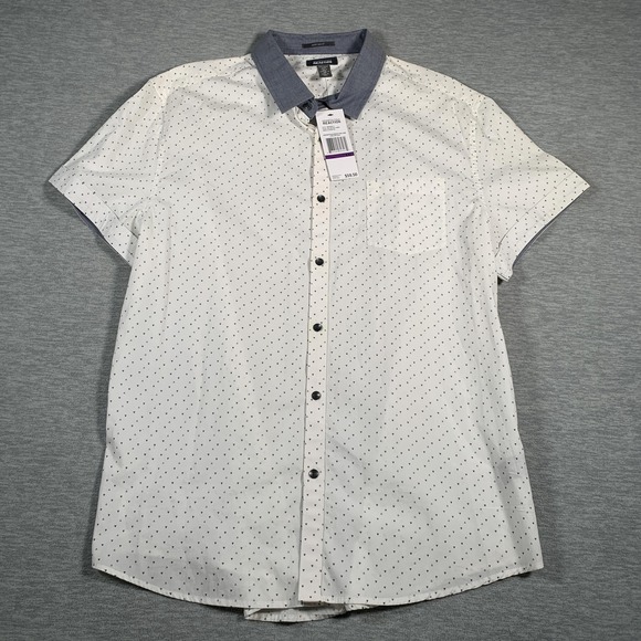 Kenneth Cole Reaction Shirt Mens 2XL Super Slim Fit Short Sleeve Micro Print - Picture 1 of 13